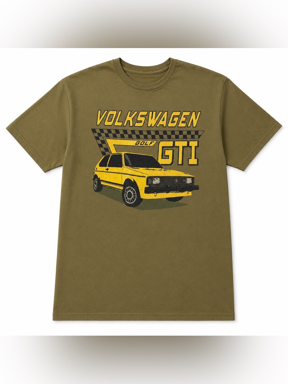 Volkswagen Golf GTI Graphic Tee XL Olive Green Retro Car Shirt VW